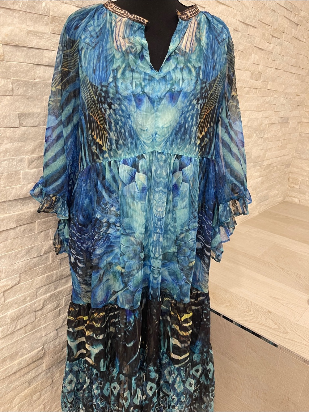 Blue Printed Women’s Swim Cover-Up Dress Cavalli-vibes